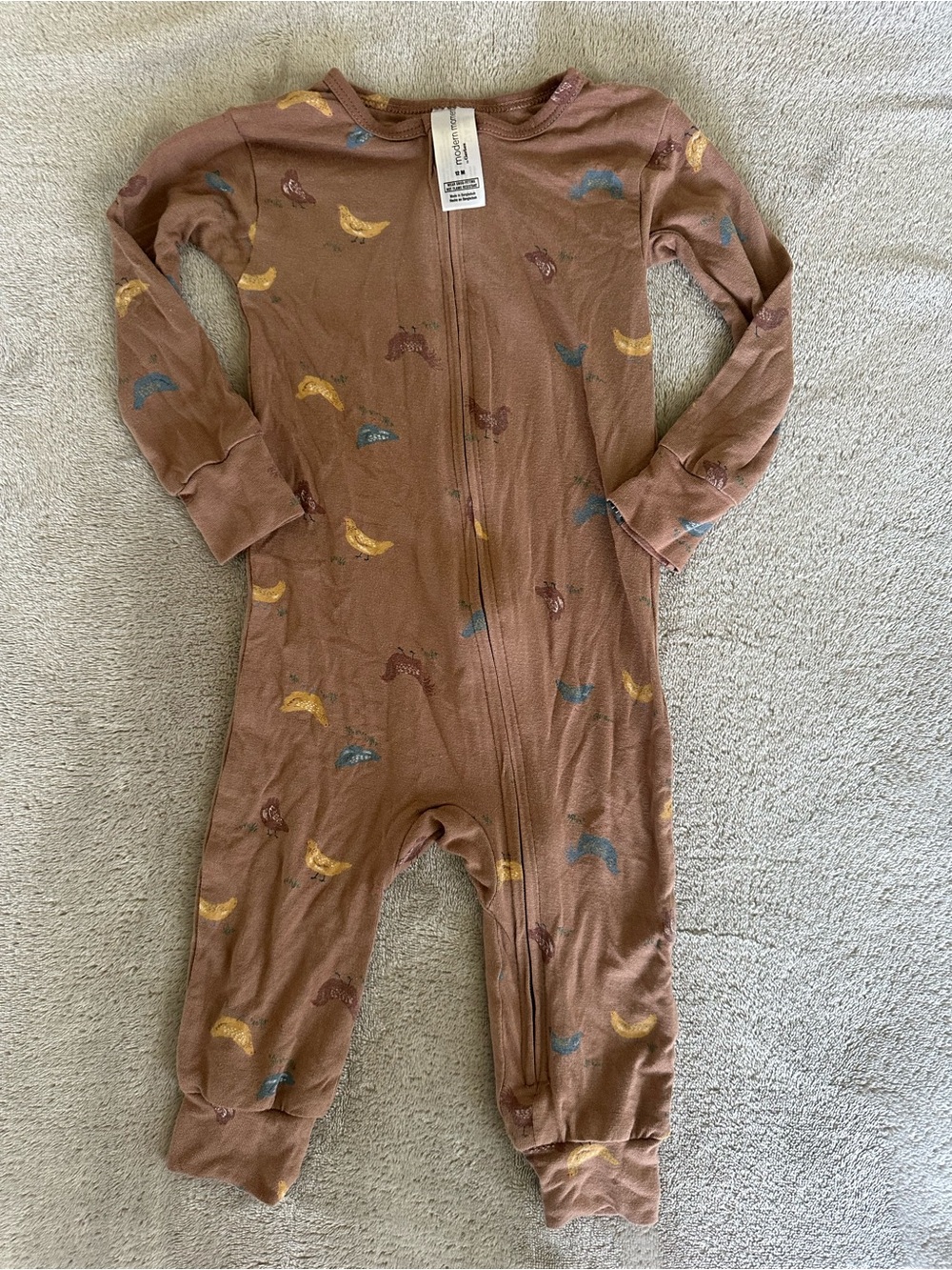 🦋Brown Chicken Print One-Piece Footless Sleeper